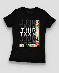 BRIGHTER DAYS Black / Floral Tee — THIRTXXN